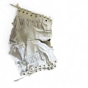 Stylish Cream Lace-Up Women Shorts